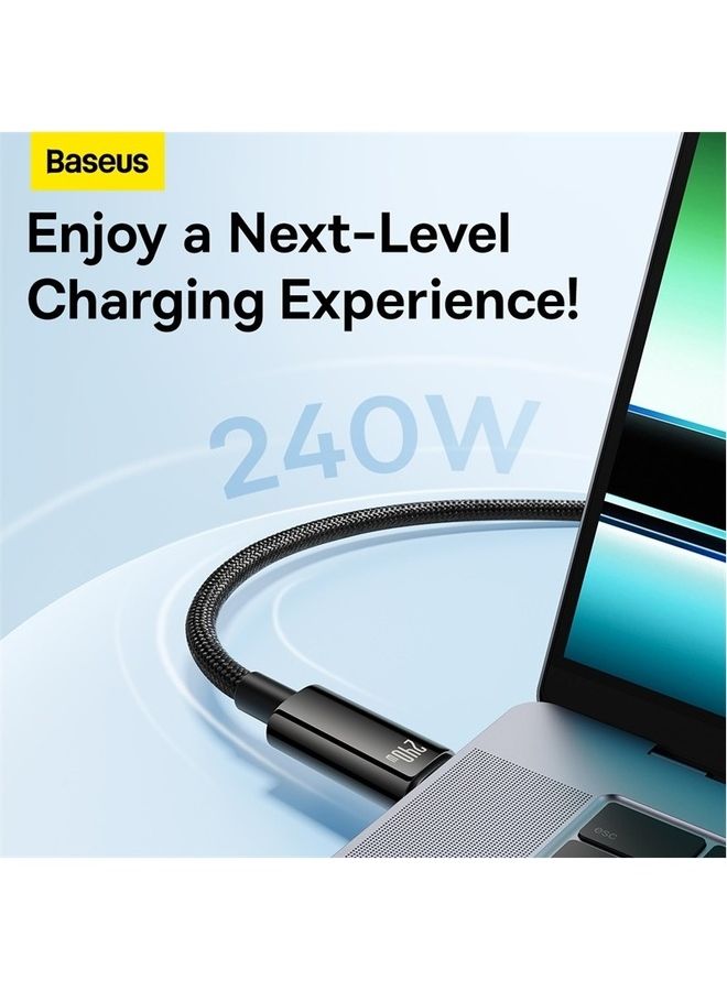 Baseus - USB C Cable, 240W PD 3.1 5A QC 4.0 Fast Charging USB C to USB C Cable, Zinc Alloy Nylon Braided Type C to Type C Data Cable for iPhone 15 Series, Samsung S23 S21+S10 Note 10 iPad Pro MacBook Pro Pixel (3M) Black - Image 1
