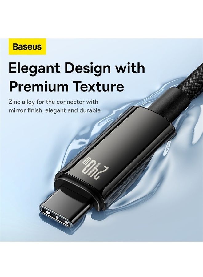 Baseus - USB C Cable, 240W PD 3.1 5A QC 4.0 Fast Charging USB C to USB C Cable, Zinc Alloy Nylon Braided Type C to Type C Data Cable for iPhone 15 Series, Samsung S23 S21+S10 Note 10 iPad Pro MacBook Pro Pixel (3M) Black - Image 1