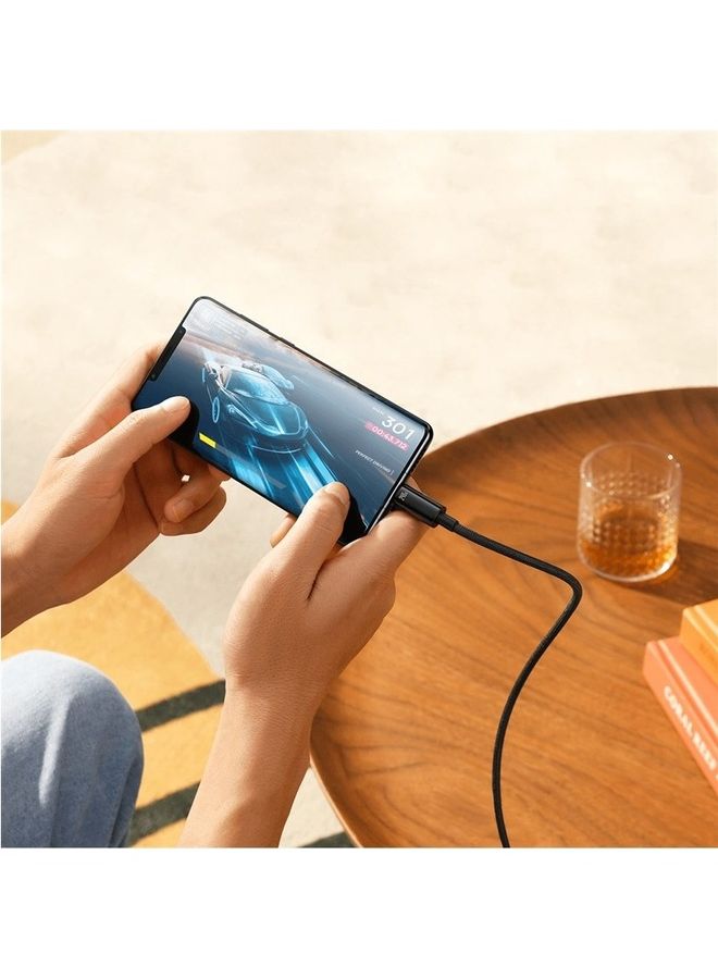 Baseus - USB C Cable, 240W PD 3.1 5A QC 4.0 Fast Charging USB C to USB C Cable, Zinc Alloy Nylon Braided Type C to Type C Data Cable for iPhone 15 Series, Samsung S23 S21+S10 Note 10 iPad Pro MacBook Pro Pixel (3M) Black - Image 1