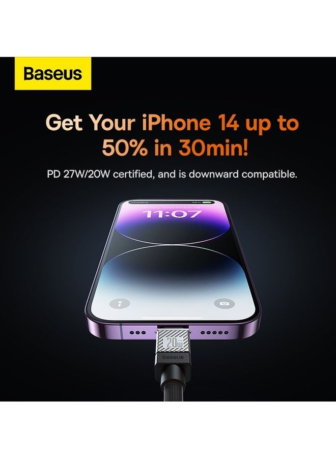 Baseus - Type C To Lightning Cable (1M), 20W Power Delivery USB C iPhone Cables Type C iPhone Charger Cord Fast Charging Data Cables Zinc Alloy Connector for iPhone 14/13/ 12 Pro Max / 12/11 Pro/X/XS/XR / 8 Plus- Black Black - Image 1
