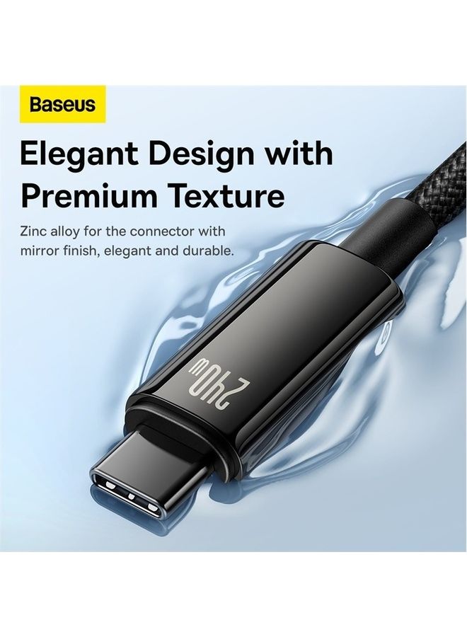 Baseus USB C Cable, 240W PD 3.1 5A QC 4.0 Fast Charging USB C to USB C Cable, Zinc Alloy Nylon Braided Type C to Type C Data Cable for iPhone 15 Series, Samsung S23 S21+S10 Note 10 iPad Pro MacBook Pro Pixel (1M) Black  - Image 4