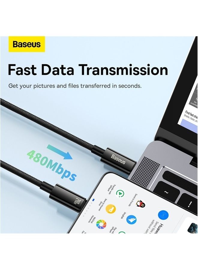 بيسوس - كابل USB C، 240 وات PD 3.1 5A QC 4.0 شحن سريع كابل USB C إلى USB C، كابل بيانات مجدول من النايلون من سبائك الزنك من النوع C إلى النوع C لسلسلة iPhone 15، وSamsung S23 S21+S10 Note 10 iPad Pro MacBook Pro Pixel (2M) - Image 1