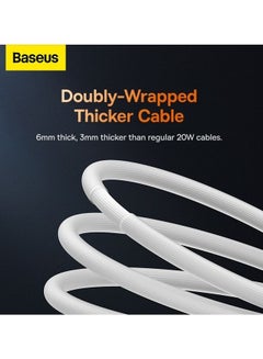 Baseus Type C To Lightning Cable (1M), 20W Power Delivery USB C iPhone Cables Type C iPhone Charger Cord Fast Charging Data Cables Zinc Alloy Connector for iPhone 14/13/ 12 Pro Max / 12/11 Pro/X/XS/XR / 8 Plus- White White  - Image 3