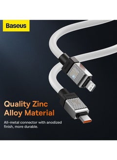 Baseus Type C To Lightning Cable (1M), 20W Power Delivery USB C iPhone Cables Type C iPhone Charger Cord Fast Charging Data Cables Zinc Alloy Connector for iPhone 14/13/ 12 Pro Max / 12/11 Pro/X/XS/XR / 8 Plus- White White  - Image 5