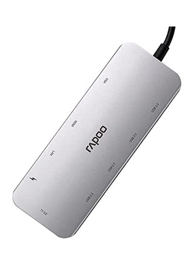 Rapoo USB C 10 In 1 Hub Adapter With PD Protocal 5 Gbps Transfer Speed Ethernet Port 4K HDMI USB C SD Card And 2 USB A 3.0 2.0 Data Ports Grey - Image 3
