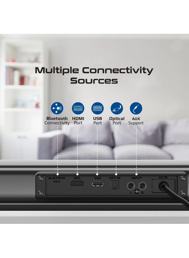بروميت - بروميت ساوند بار مع مضخم صوت ، مكبر صوت ممتاز 120 واط بلوتوث v5.0 متعدد النقاط مع مضخم صوت 60 واط ، تحكم عن بعد StreamBar-30.UK أسود - Image 1