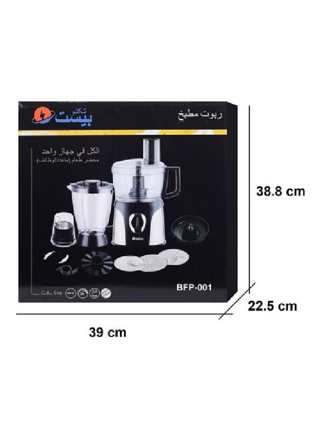 Techno Best - Food Processor With Stainless Steel S-Blade And Chopping Blade Kneading Attachment 600 W BFP-001 Silver/Black - Image 1