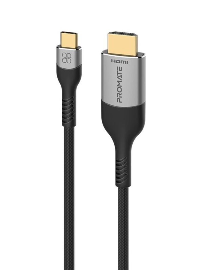 PROMATE Promate USB-C™ to HDMI Cable, Ultra HD 8k 60hz Type-C™ (Thunderbolt-4) to HDMI Cable with 48Gbps Transmission and 10000+ Bend Lifespan for MacBook Pro, iPad Air, MediaCord-8K Black  - Image 1