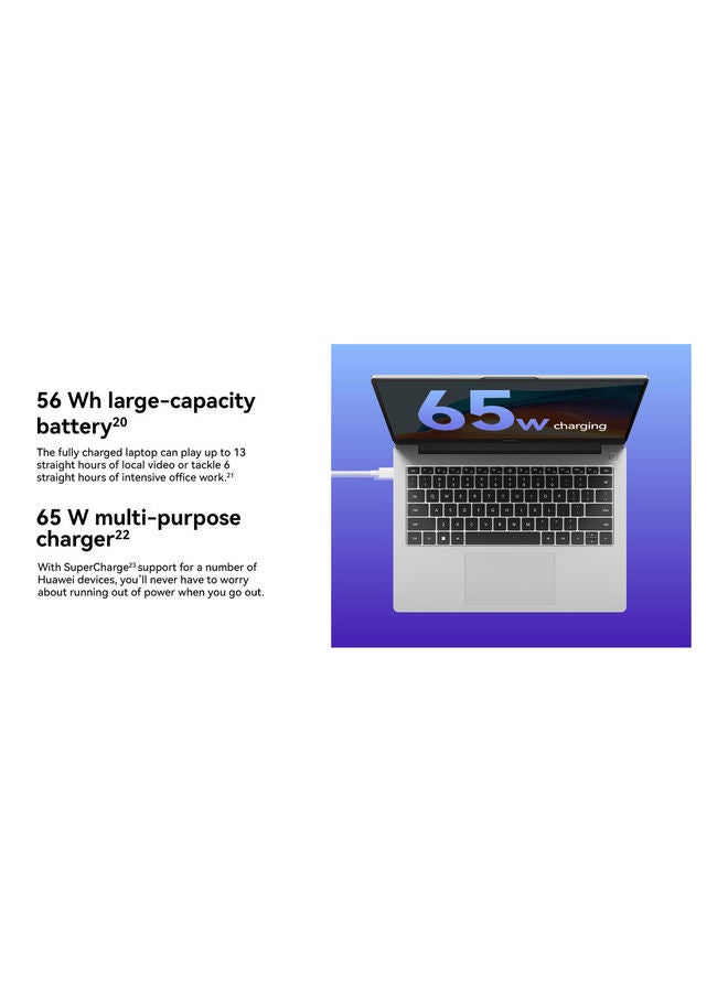 HUAWEI - MateBook D 14 Laptop With 14-Inch Display, Core i5-1240P Processor/8GB RAM/512GB SSD/Intel Iris XE Graphics/Windows 11 Home With Matepad SE 32 Wi-Fi + Mouse + Smart Office Gift Box + 200GB Huawei Mobile Cloud English/Arabic Mystic Silver - Image 1