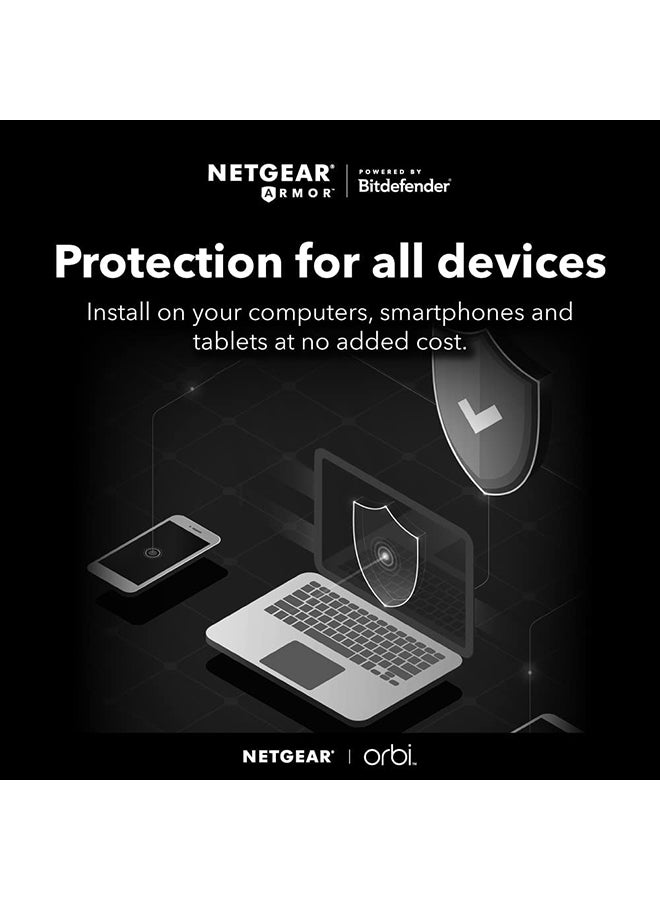 NETGEAR - Orbi Whole Home Tri-Band Mesh WiFi 6 System RBK863SB Router with 3 Satellites upto 8,000 sq.ft AX6000 upto 6Gbps, 10Gig Port,1-year NETGEAR Armor Black - Image 1
