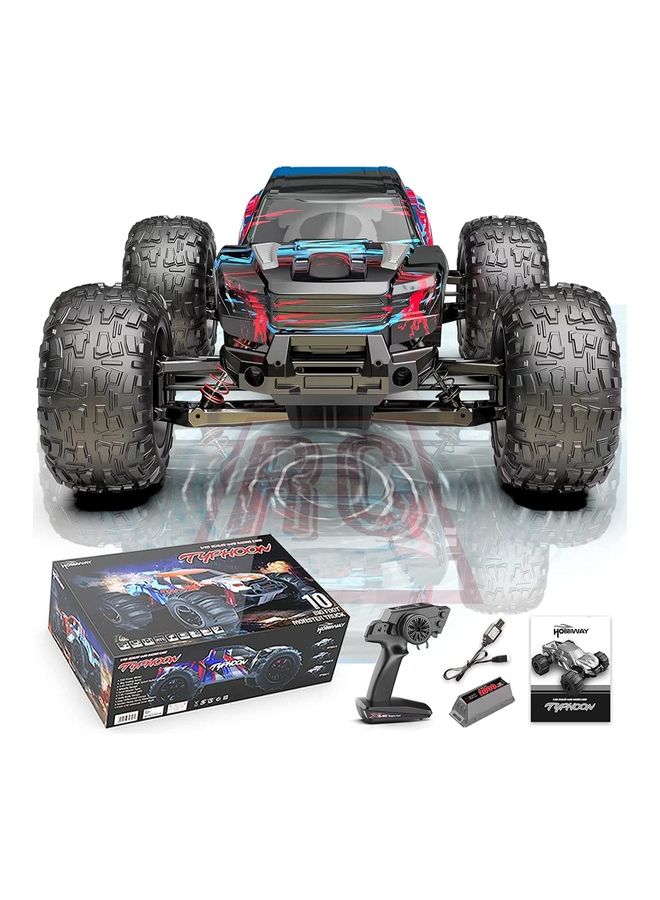 مايتويز سيارات Hobbiway Typhoon 1:10 RC، شاحنة تحكم عن بعد بسرعة 60+ كم/ساعة، سيارة كهربائية من فئة Hobby Grade 4WD 60+ كم/ساعة، عربات التي تجرها الدواب الكهربائية لجميع التضاريس على الطرق الوعرة مع بطارية معيارية 2000 مللي أمبير للبالغين والأولاد (دعم تعديل متقدم)  - Image 1