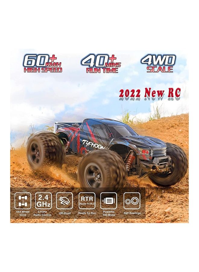 مايتويز سيارات Hobbiway Typhoon 1:10 RC، شاحنة تحكم عن بعد بسرعة 60+ كم/ساعة، سيارة كهربائية من فئة Hobby Grade 4WD 60+ كم/ساعة، عربات التي تجرها الدواب الكهربائية لجميع التضاريس على الطرق الوعرة مع بطارية معيارية 2000 مللي أمبير للبالغين والأولاد (دعم تعديل متقدم)  - Image 4