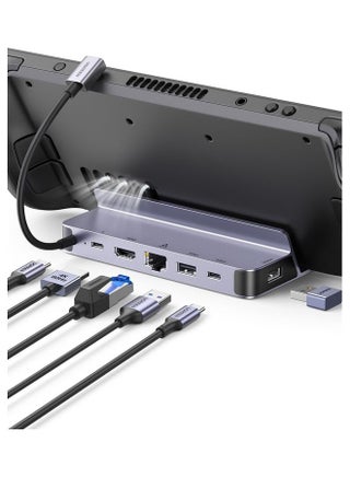 قاعدة ستيم ديك 6 في 1 مع منفذ HDMI 4K @60Hz وموزع شحن USB C PD 100 واط، جيجابت ايثرنت،5Gbps نقل البيانات، USB-C و2 USB-A 3.0 ملحقات حامل ستيم ديك من الالومنيوم متوافقة مع منصة ستيم ديك - v1685347390/N53409167A_1