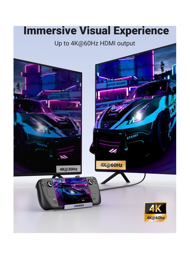 يو جرين - قاعدة ستيم ديك 6 في 1 مع منفذ HDMI 4K @60Hz وموزع شحن USB C PD 100 واط، جيجابت ايثرنت،5Gbps نقل البيانات، USB-C و2 USB-A 3.0 ملحقات حامل ستيم ديك من الالومنيوم متوافقة مع منصة ستيم ديك - Image 1