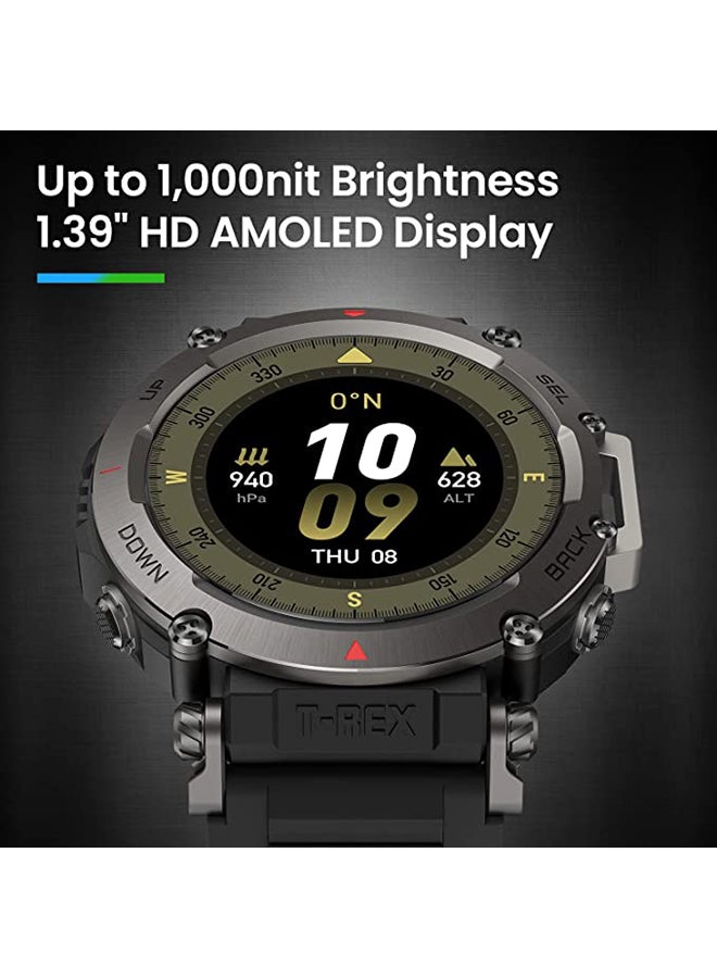 Amazfit - T-Rex Ultra 30m Freediving, Dual-Band GPS & Offline Map Support, Mud-Resistant & 100m Water-Resistant, Military-Grade Outdoor GPS Sports Watch Abyss Black - Image 1