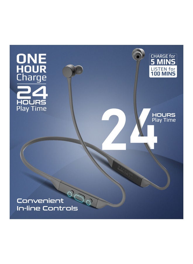 PROMATE Wireless Neckband Earphones Hi-Fi Lightweight Bluetooth With Anti Slip Liquid Silicone Hall Switch Sensor 24H Playtime And In Line Controls For Iphone 14 Galaxy S23 Silver  - Image 5