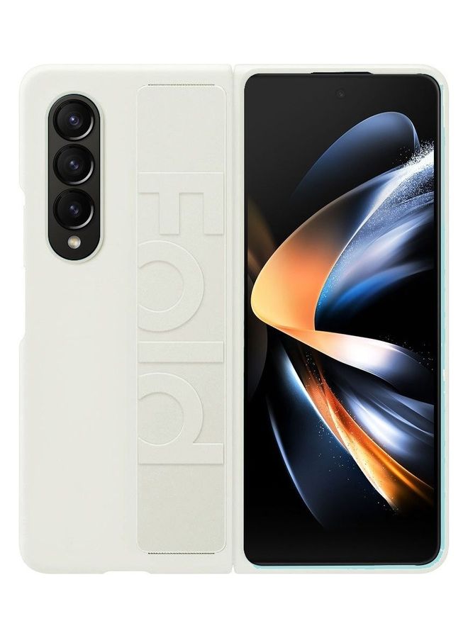 MARGOUN Samsung Galaxy Z Fold 4 Case Hard Silicone Cover With Strap Hold Anti Drop White - Image 1