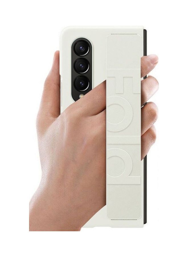 MARGOUN Samsung Galaxy Z Fold 4 Case Hard Silicone Cover With Strap Hold Anti Drop White - Image 2