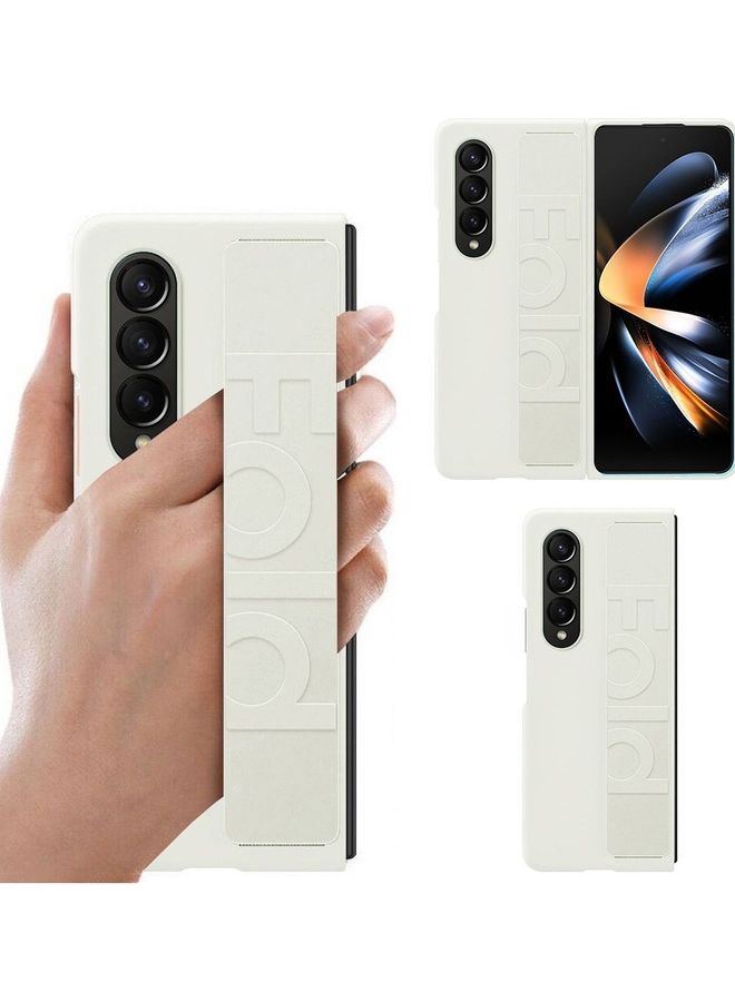 MARGOUN Samsung Galaxy Z Fold 4 Case Hard Silicone Cover With Strap Hold Anti Drop White - Image 3