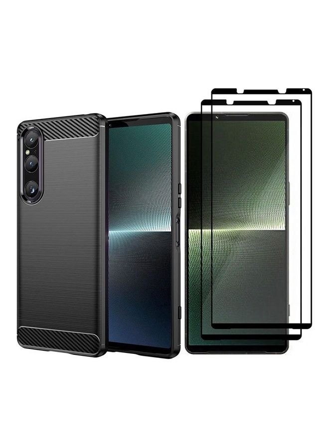 MARGOUN Sony Xperia 1 V Case And 2 Screen Protector Soft TPU Bumper Protective Back Black - Image 2