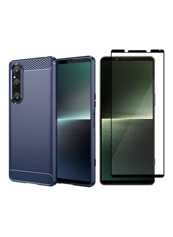 MARGOUN Sony Xperia 1 V Case And Screen Protector Soft TPU Bumper Protective Back Blue - Image 2