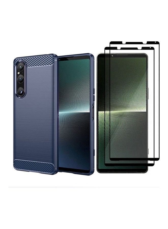 MARGOUN Sony Xperia 1 V Case And 2 Screen Protector Soft TPU Bumper Protective Back Blue - Image 2