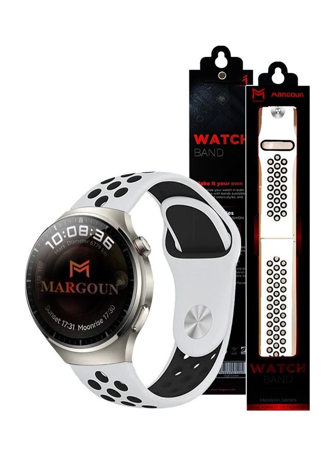 MARGOUN - Nike Watch Sport Band Compatible With Huawei 4 4 Pro White/Black - Image 1