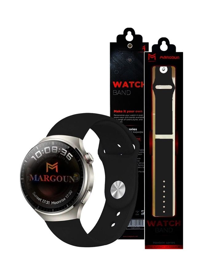 MARGOUN Silicone Watchband Compatible With Huawei 4 4 Pro Black - Image 1