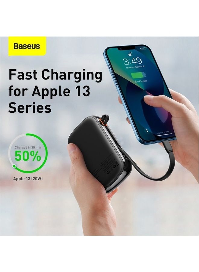 Baseus 20000.0 mAh Digital Display Quick Charge Power Bank 20W Built In Ip Lightning Cable And 3 Outputs iPhone 14 14 Plus 14 Pro 14 Pro Max And Iphone 13 12 And Many More Black  - Image 3