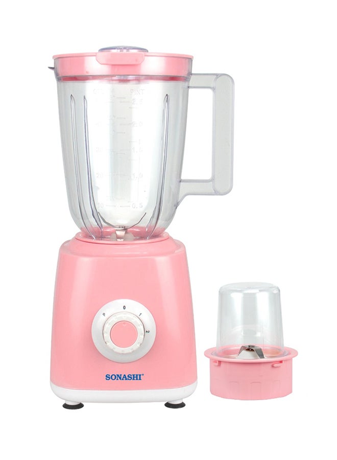 SONASHI - 2 in 1 Powerful Blender - Unbreakable Blender Jar (1.5L) and Grinding Cup | 2 Speed Setting with Pulse Control | Featured with Overheat Protection and Safety Lock System 1.5 L 350 W SB-153N1 Pink - Image 1