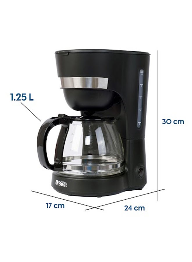 تكنو بيست ماكينة صنع القهوة 1.25 L 600 W BCM-001 أسود  - Image 3