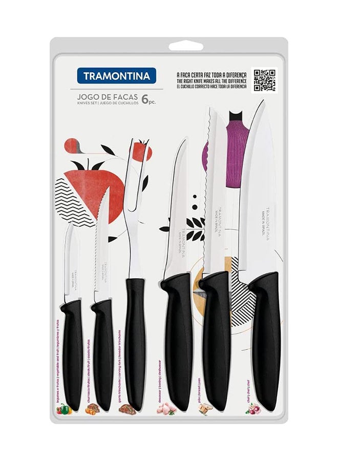 TRAMONTINA - 6-Piece Flatware Set Black/Sliver - Image 1