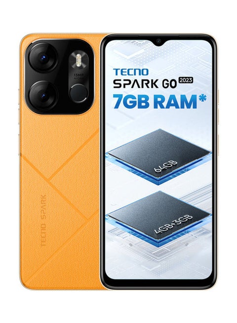 Spark Go 2023 Dual SIM Orange 4GB RAM 64GB 4G LTE - Middle East Version