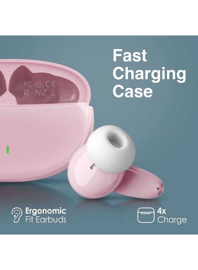PROMATE True Wireless Earbuds,In-Ear Bluetooth v5.1 HD Earphones with Mic,IPX5 Water Resistance,20H Playback Time,Intelligent Touch Controls and Smart Auto Pairing for Smartphones, Lush Pink  - Image 3