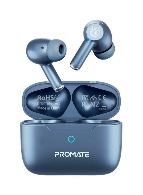 Bluetooth Earbuds, Wireless Active Noise Cancelling Headphones with IntelliTouch Control, 25H Long Playtime, Portable Charging Case and Built-In Mic , ProPods Blue