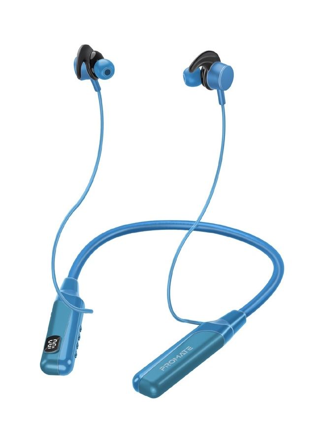 PROMATE Wireless Neckband Earphones,High-Definition Bluetooth 5.0 Earphones with TF Card Reader,Hall Switch Sensor,LCD Screen,Sweat-Resistance and 70Hrs Long Playtime forSmartphones,Blend Blue  - Image 1
