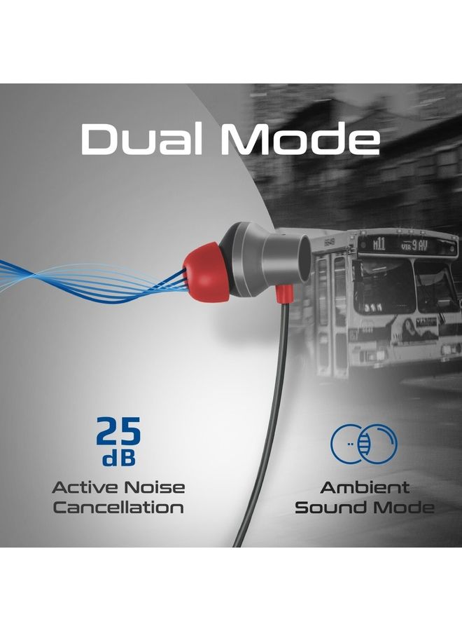 PROMATE - Bluetooth Neckband Earphones,High-Fidelity Active Noise Cancelling with Sweat and Rain Resistance,Anti-Slip Silicone,35H,Playtime for Apple,Samsung,Huawei,Velcon Black - Image 1