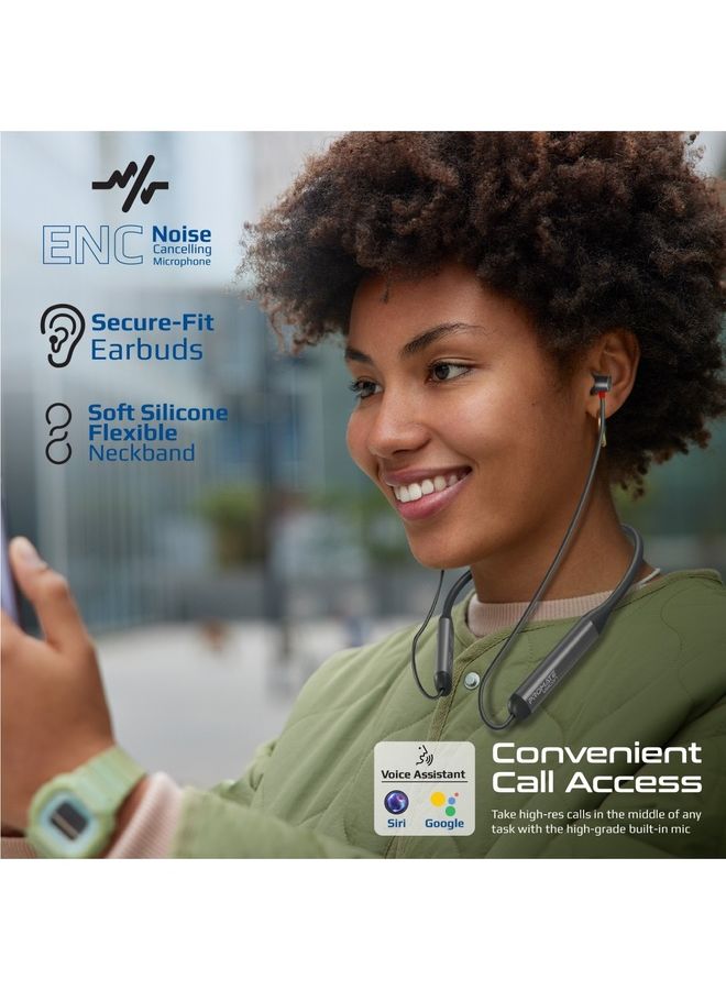 PROMATE - Bluetooth Neckband Earphones,High-Fidelity Active Noise Cancelling with Sweat and Rain Resistance,Anti-Slip Silicone,35H,Playtime for Apple,Samsung,Huawei,Velcon Black - Image 1