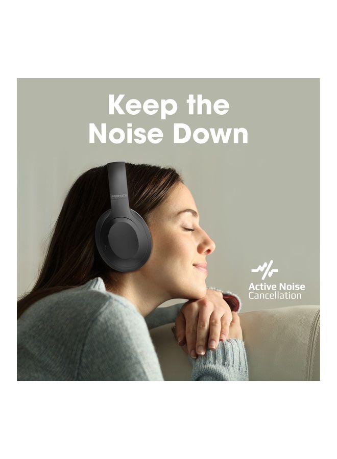PROMATE - Bluetooth Headphones, Powerful HD Stereo Wired/Wireless Headphone with Active Noise Cancellation, AUX Port, 27H Playtime and Built-in Mic, Concord Black - Image 1