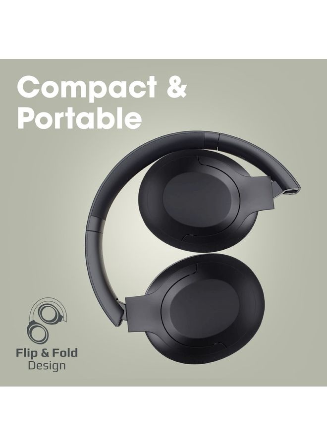 PROMATE - Bluetooth Headphones, Powerful HD Stereo Wired/Wireless Headphone with Active Noise Cancellation, AUX Port, 27H Playtime and Built-in Mic, Concord Black - Image 1