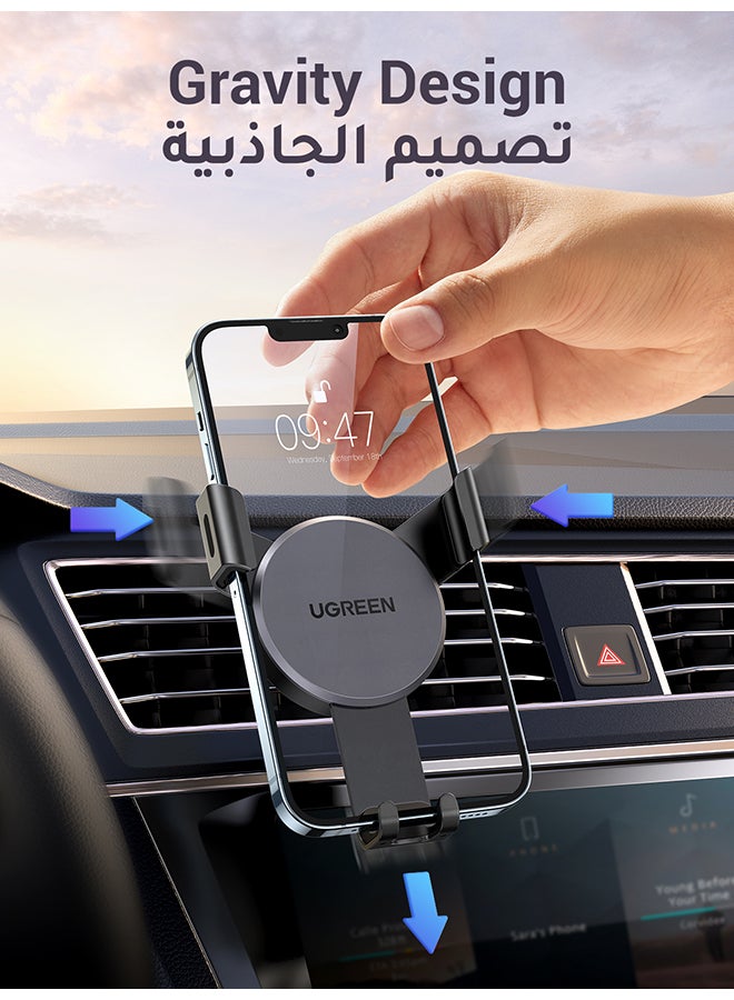يو جرين - حامل جوال السيارة لفتحة تهوية لهاتف 7.2-4.7 بوصة آيفون 14/آيفون 14 برو/آيفون 14 برو ماكس، سامسونج جالكسي S23/S22/S21، شاومي ريدمي 9A 4G/10C، هواوي ميت 50/E50/X2/P50/P40، ون بلس، جوجل بكسل، إتش تي سي، بلاك بيري لون أسود - Image 1