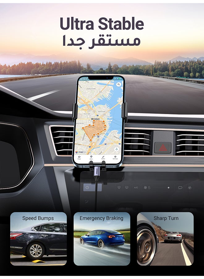 يو جرين - حامل جوال السيارة لفتحة تهوية لهاتف 7.2-4.7 بوصة آيفون 14/آيفون 14 برو/آيفون 14 برو ماكس، سامسونج جالكسي S23/S22/S21، شاومي ريدمي 9A 4G/10C، هواوي ميت 50/E50/X2/P50/P40، ون بلس، جوجل بكسل، إتش تي سي، بلاك بيري لون أسود - Image 1