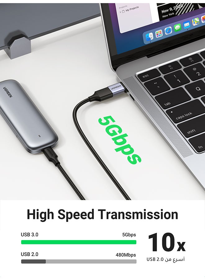 محول ثاندربولت جديد من USB Type C ذكر إلى USB 3.0 A أنثى لأجهزة آي باد برو 2021 وماك بوك وسامسونج نوت 20 ألترا، وهواوي P30، وسوني L3 لون رمادي - v1685531118/N53340837A_2