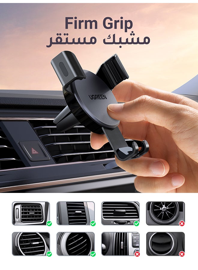 يو جرين - حامل جوال السيارة لفتحة تهوية لهاتف 7.2-4.7 بوصة آيفون 14/آيفون 14 برو/آيفون 14 برو ماكس، سامسونج جالكسي S23/S22/S21، شاومي ريدمي 9A 4G/10C، هواوي ميت 50/E50/X2/P50/P40، ون بلس، جوجل بكسل، إتش تي سي، بلاك بيري لون أسود - Image 1