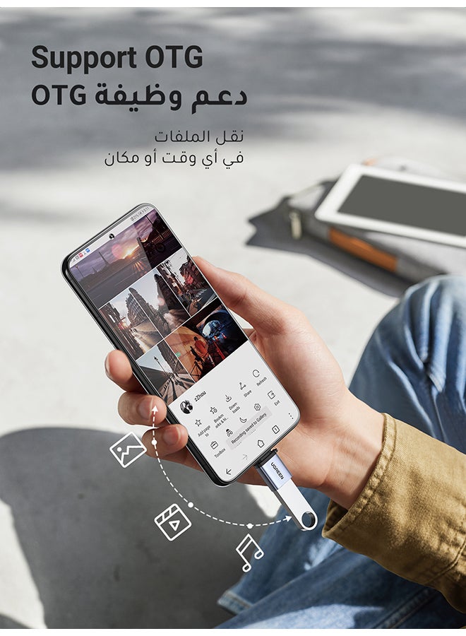 محول ثاندربولت جديد من USB Type C ذكر إلى USB 3.0 A أنثى لأجهزة آي باد برو 2021 وماك بوك وسامسونج نوت 20 ألترا، وهواوي P30، وسوني L3 لون رمادي - v1685531119/N53340837A_4