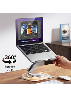 Ugreen 360° Adjustable Laptop Stand Foldable - Rotating Computer Riser Portable Home Office Desk Computer Stand Holder MacBook Pro/Air, Dell XPS, HP, Lenovo More 10-17.3” Notebook Stand Silver  - Image 2