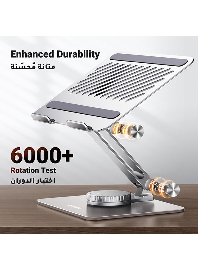 Ugreen - 360° Adjustable Laptop Stand Foldable - Rotating Computer Riser Portable Home Office Desk Computer Stand Holder MacBook Pro/Air, Dell XPS, HP, Lenovo More 10-17.3” Notebook Stand Silver - Image 1