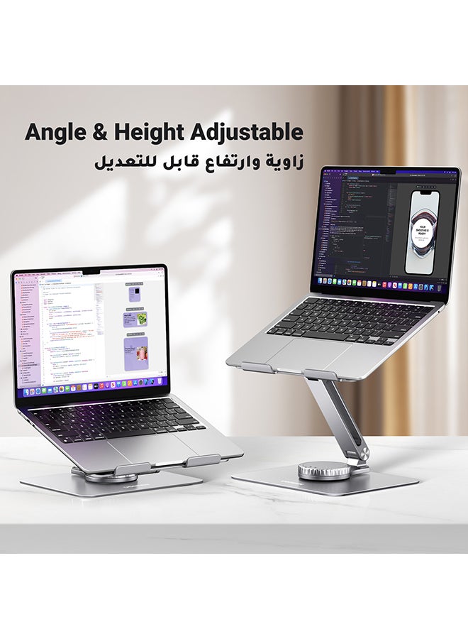 Ugreen - 360° Adjustable Laptop Stand Foldable - Rotating Computer Riser Portable Home Office Desk Computer Stand Holder MacBook Pro/Air, Dell XPS, HP, Lenovo More 10-17.3” Notebook Stand Silver - Image 1