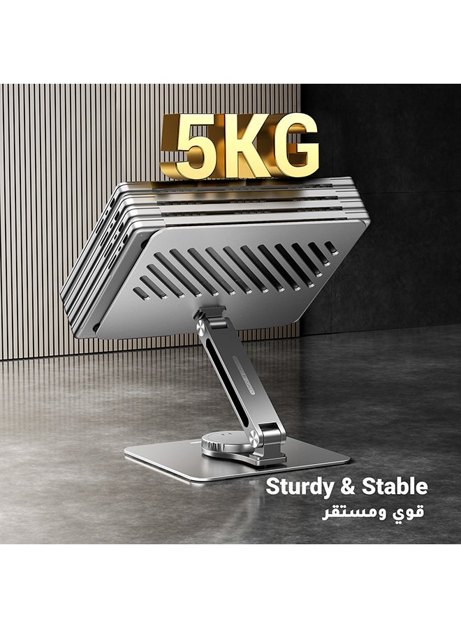 Ugreen - 360° Adjustable Laptop Stand Foldable - Rotating Computer Riser Portable Home Office Desk Computer Stand Holder MacBook Pro/Air, Dell XPS, HP, Lenovo More 10-17.3” Notebook Stand Silver - Image 1