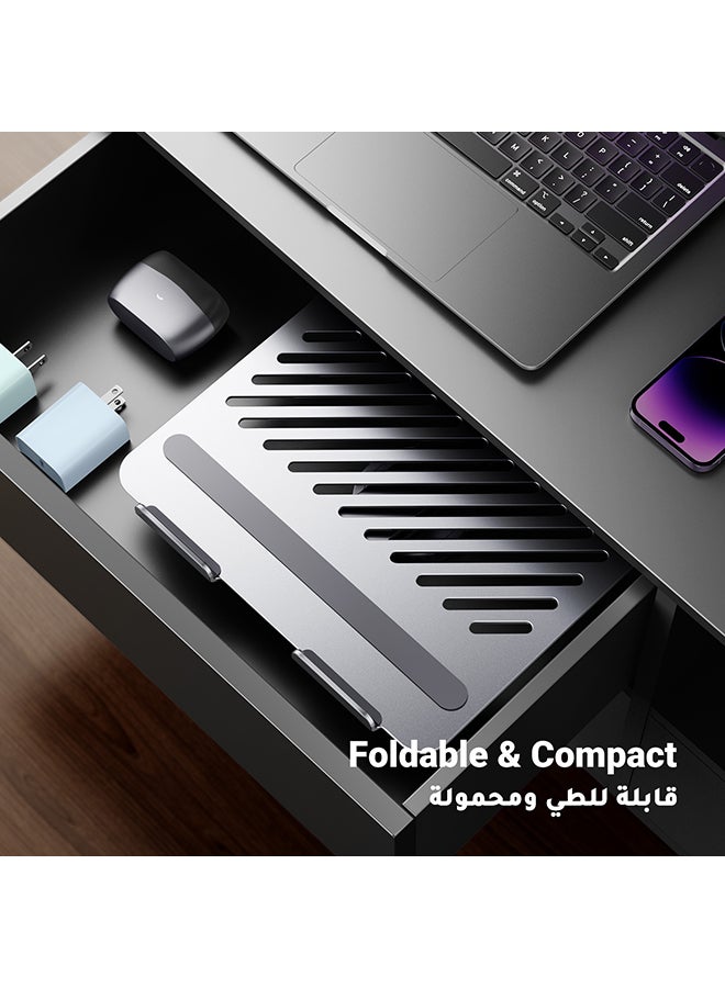Ugreen - 360° Adjustable Laptop Stand Foldable - Rotating Computer Riser Portable Home Office Desk Computer Stand Holder MacBook Pro/Air, Dell XPS, HP, Lenovo More 10-17.3” Notebook Stand Silver - Image 1